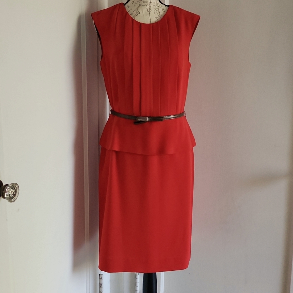 TAHARI ARTHUR S LEVINE  TOMATO RED DRESS SIZE 8